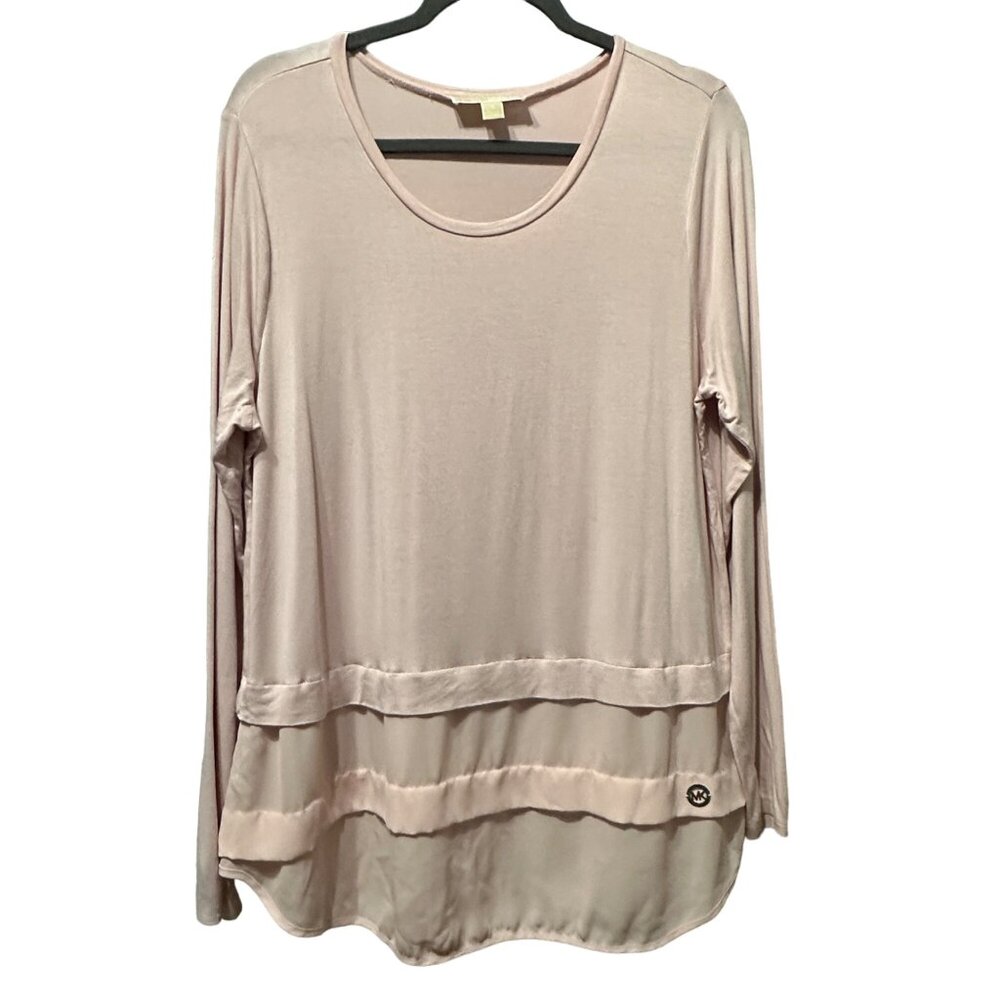 Michael Michael Kors women’s size1X blush pink tiered hem long sleeve tunic top